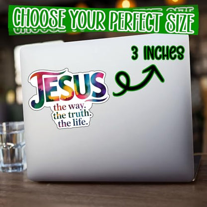 (3Pcs) Jesus The Way The Truth The Life Christian Sticker Waterproof Vinyl Decal Religious Faith Sticker Colorful Bible Decal Laptop Water Bottle Church Gifts Christians Adults Teens Women 3x2.3 Inch - color: Jesus the Way