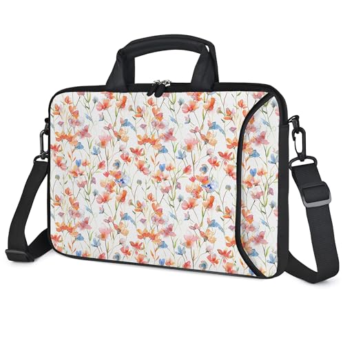 17 inch Laptop Shoulder Bag Carrying Case with Handle Fits 15.6/16/17/17.3/17.4 inch Laptop Notebook (Flowers1, 16-17.3 inch) - color: Flowers1