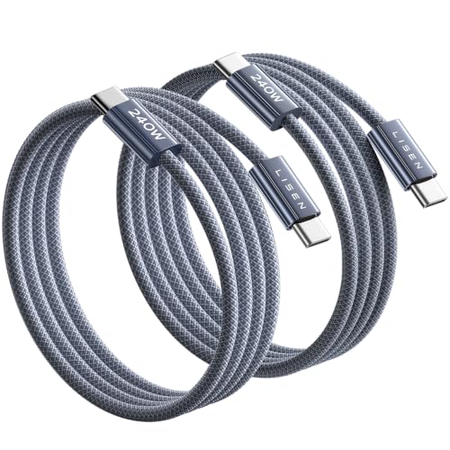 LISEN USB C to USB C Cable, 240W C to C Cable PS/2 Fast Charging [3.3FT, 2 Pack] Type C Charger Fast Charging USBC to USBC Cable for iPhone 17 16 15 Pro Max iPad MacBook Neo Air - color: Midnight, size: 3.3FT+3.3FT