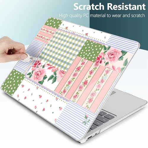 Batianda Case for Microsoft Surface Laptop 13 inch 2025 2026,Chic Patchwork | Fits Model 2095, Artistic Patterns Ultra-Slim Lightweight Scratch-Resistant Hard Shell with Professional Protection - color: Floral striped frame