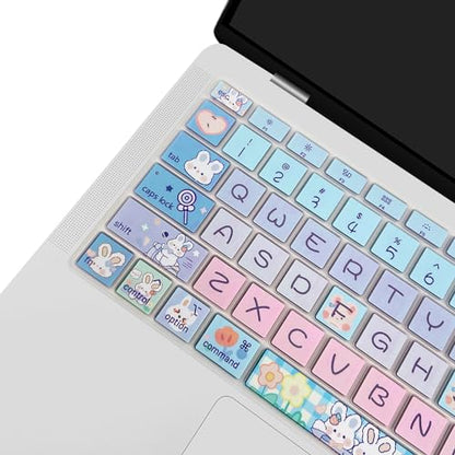 Silicone Keyboard Cover for MacBook Air 13 inch 2021 2020 Model A2179 A2337 M1 Chip, Cute Bunny - color: Cute Bunny