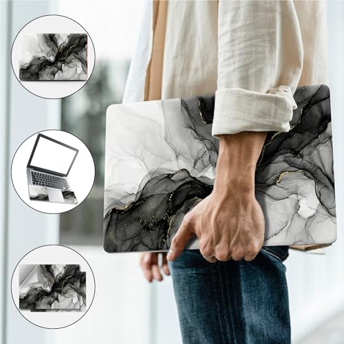 Universal Laptop Skin, DIY Cut-to-Fit Vinyl Cover Compatible with HP, Dell, Lenovo, Mac (13.3" to 15.6"), Anti-Scratch, No Residue & Bubble-Free Protective Decal Sticker, Black Gold Marble - color: Black Gold Marble