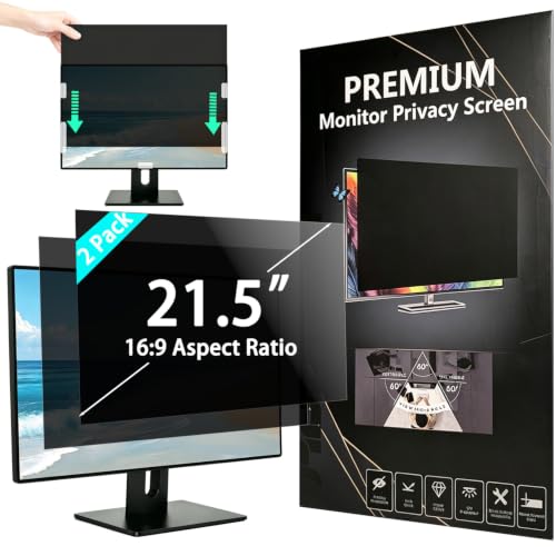 [2 Pack] 21.5 Inch Computer Privacy Screen Filter for 16:9 Aspect Ratio | Removable Security Shield, Anti-Glare/Blue Light Filter, Privacy Screen Shield for Eye Protection 26° - size: 21.5 inch