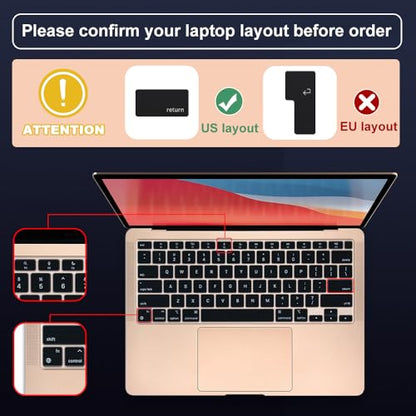 Silicone Keyboard Cover Skin for MacBook Air 13.3 inch A2337 M1 Released in Nov. 2020 US Layout Ultra Thin Protector Cover Skin NOT for 13.6" M4 M3 M2 A2681 A3113 A3240 - color: Black
