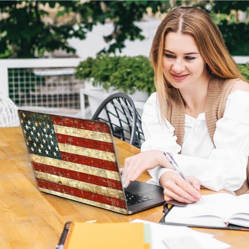 Laptop Skin Sticker Decal, Universal Reusable Vinyl Laptop Cover for 12" 13" 13.3" 14" 15" 15.4" 15.6" Notebook PC, Reusable Waterproof Scratch-Resistant with 2 Wrist Pads,American Flag Retro - color: American Flag Retro