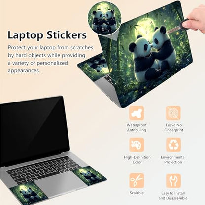 Laptop Skin Sticker Decal 15.6 Inch,12 13 13.3 14 15 15.6 in Laptop Netbook Skins for Notebook,Art Decal Removable Waterproof Scratch Resistant,Universal Vinyl Cover,Panda Couple Forest - color: Panda Couple Forest