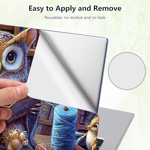 Laptop Skin Sticker Decal, Universal Reusable Vinyl Laptop Cover for 12" 13" 13.3" 14" 15" 15.4" 15.6" Notebook PC, Waterproof Scratch-Resistant with 2 Wrist Pads, Easy to Apply & Remove,Bookshelf Owl - color: Bookshelf Owl