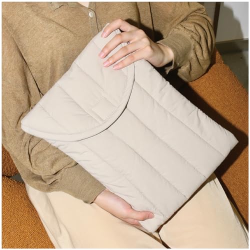 Puffy Laptop Sleeve 11-12 Inch, Soft Laptop Case, Grey | Compatible with 15-16 Inch Macbook Pro/Air, Asus/Dell Xps/Lenovo Laptops, Protective Carrying Bag for Women and Men - color: Streak-Grey, size: 11/12