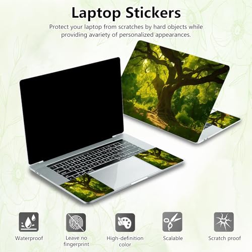 Laptop Skin Sticker Decal, Universal Reusable Vinyl Laptop Cover for 12" 13" 13.3" 14" 15" 15.4" 15.6" Notebook PC, Waterproof Scratch-Resistant with 2 Wrist Pads, Easy to Apply & Remove,Forest Tree - color: Forest Tree