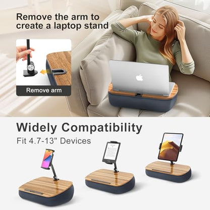 ERGONOV Lap Cozy Kindle Pillow Stand for Bed with Adjustable Arm, 360° Tablet Holder, Fits 4.7"-13" Kindle, iPad, Phone, Lap Desk for Hands Free Reading in Bed, Couch, Sofa,Gray | 360° Tablet Holder, Fits 4.7"-13" Kindle, iPad, Phone, Lap Desk for Hands F