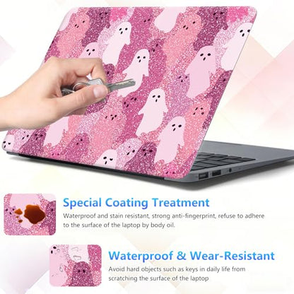 Laptop Skin Sticker Decal 15-15.6 Inch with Cute Mouse Pad, Universal Reusable Vinyl Sticker for 12.1 13 13.3 14 15.4 Inch Netbook and Notebook PC, Pink Glitter Ghost - color: Pink Glitter Ghost