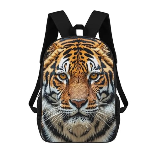 17-Inch Laptop Backpack Water-Resistant Fierce Tiger Daypack with Shoulder Strap Lightweight Casual Rucksack for Travel Commuter Hiking Outdoor Activities 20l Black
