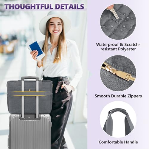 SDYSM Teacher Tote Bag 15.6 inch Laptop Bag Work Bags for Women Nurse Tote Professional Computer Messenger Shoulder Bags Laptop Briefcase for Office, College, Nursing, Grey - color: Grey
