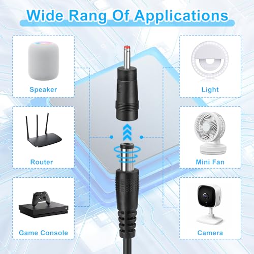 FARSENSE USB DC 5V to 12V Step Up Power Cable(3FT),USB C to DC 12V Adapter with DC Jack 5.5 x 2.5mm(Compatible with 5.5 x 2.1) and 3.5 x 1.35mm, Boost Converter Supports Voltage Display