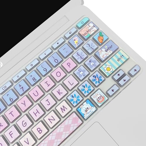 Cute Silicon Keyboard Cover Skin for HP Chromebook 11 x360 11.6", Chromebook 11 G2/G3/G4/G5/G6 EE/G7 EE 11.6’’,HP Chromebook 14-ca 14-ak14-X Series, HP Chromebook 14 G2 G3 G4 G5, Cute Bunny - color: Cute Bunny