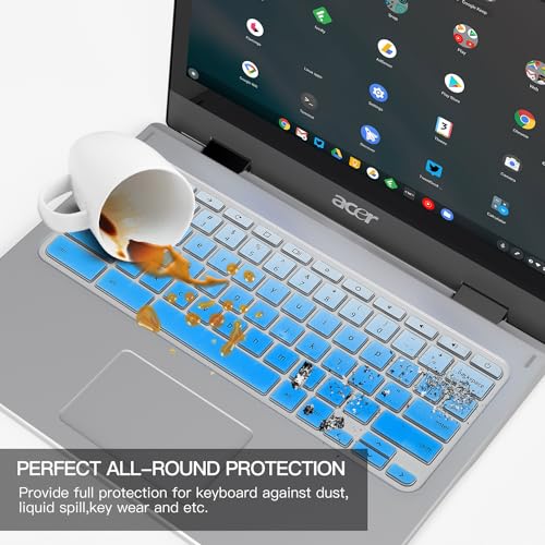 Keyboard Cover for Acer Chromebook Spin 11 311 CP311 511 512/Chromebook R11 CB3-131 CB3-132 CP311 C738T C733 CB5-132T/Chromebook Spin 713 CP713 R13 CB5-312T/Acer Chromebook 14 15 -Ombre Blue - color: Ombre Blue
