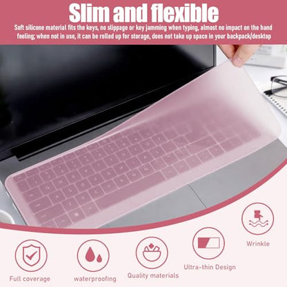 Laptop Keyboard Protector Silicone Transparent Cover for Dustproof Protection Compatible with 13-14 Inch (Pink) - color: pink