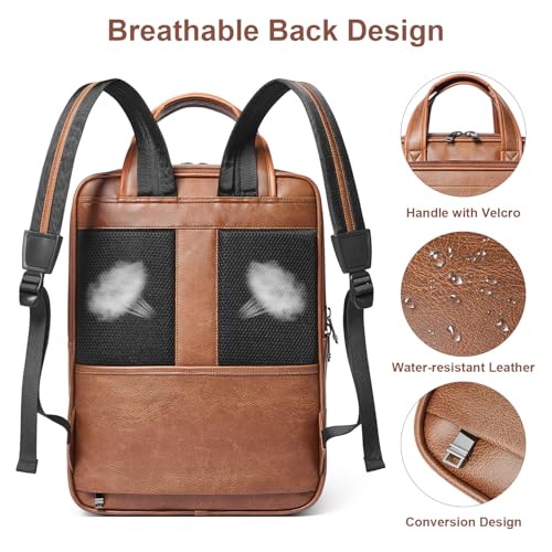 Shrrie 15.6" Laptop Backpack,Business Work Backpack Briefcase,Durable Computer Backpack for Office,Travel,College,Two-toned Brown - color: Two-toned Brown
