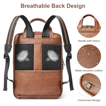 Shrrie 15.6" Laptop Backpack,Business Work Backpack Briefcase,Durable Computer Backpack for Office,Travel,College,Two-toned Brown - color: Two-toned Brown