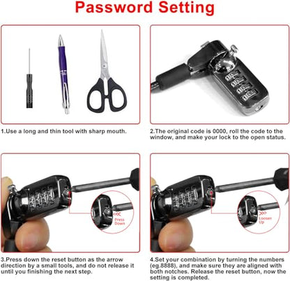Computer Laptop Cable Lock • Slot Plate 6.23ft Cable • Security Computer Combination Lock • 4 Digital Password Protection Cable • Anti Theft Lock and Notebook Other Device