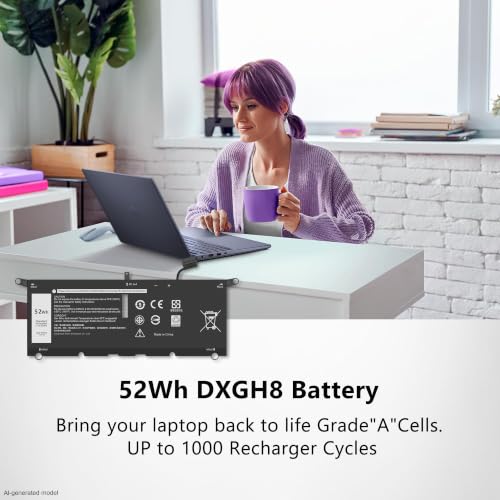 DXGH8 Battery Replacement for Dell XPS 13 9370 9380 I nspiron 13 7390 2-in-1 5390 5391 14 7490 Latitude 3301 E3301 Vostro 5390 5391 0H754V H754V G8VCF G8VCF6C P113G001 P82G P82G001 7.6V 52Wh