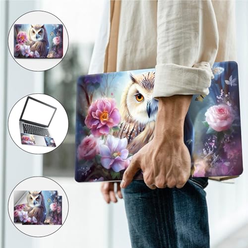 Universal Laptop Skin, DIY Cut-to-Fit Vinyl Cover Compatible with HP, Dell, Lenovo, Mac (13.3" to 15.6"), Anti-Scratch, No Residue & Bubble-Free Protective Decal Sticker, Floral Owl Fantasy - color: Floral Owl Fantasy
