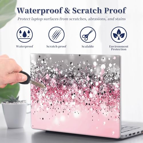 Universal Laptop Protective Skin,Trim-to-Fit Vinyl Sticker for 13–16 Inch Laptop,MacBook,Tablet & Notebook,Scratch-Proof Waterproof Cover,Pink Glitter Sequins - color: Pink Glitter Sequins