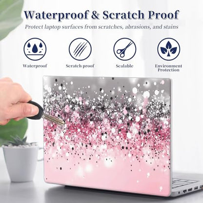 Universal Laptop Protective Skin,Trim-to-Fit Vinyl Sticker for 13–16 Inch Laptop,MacBook,Tablet & Notebook,Scratch-Proof Waterproof Cover,Pink Glitter Sequins - color: Pink Glitter Sequins