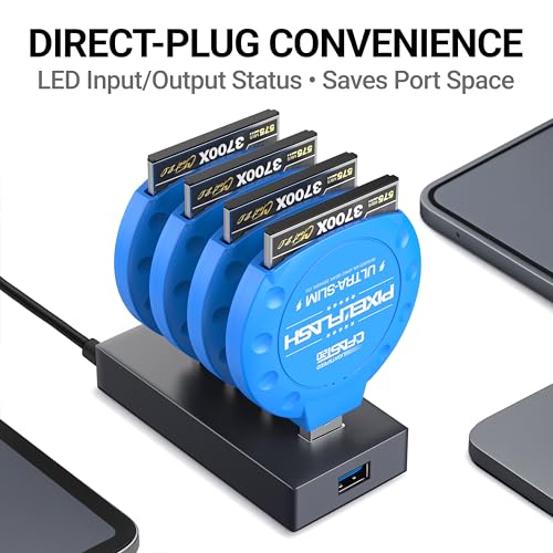 CFast 2.0 Card Reader (Blue) - Memory Card Adapter with USB 3.0, 500Mb/s File Transfer, Ultra-Slim & Anti-Slip Rubber Shell, Compatible with Most Brands & OS - color: Blue, style: CFast Classic