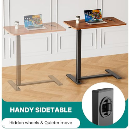 OLIXIS Overbed Table, Bedside Table, Mobile Standing Desk | Adjustable Height, Rolling Laptop Cart, Space Saving Design, Hospital Home Use, Sturdy Wheels, Rust - color: Rust