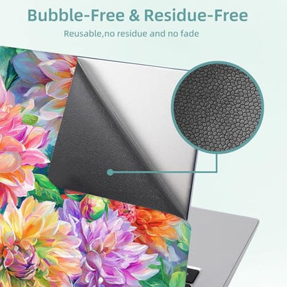 Universal Laptop Skin Decal, 3-Piece Vinyl Protector for 12 13 14 15.6" Notebook, Waterproof Anti-Scratch, Easy Trim & Bubble-Free Finish, Dahlia and Peony Flowers - color: Dahlia and Peony Flowers