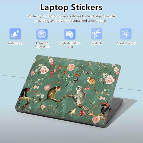 Universal Laptop Skin Sticker with 2 Wrist Pad Skins, Waterproof Scratch Resistant Vinyl Laptop Cover Decal, Cut to Fit for 11–15.6 Inch MacBook HP Dell Lenovo, Flowers Birds - color: Flowers Birds