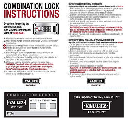 Vaultz Locking Briefcase - 18 x 14.25 x 5 Inch Combination Lock Hard Laptop Case w/Strap - Briefcases for Men and Women - Black