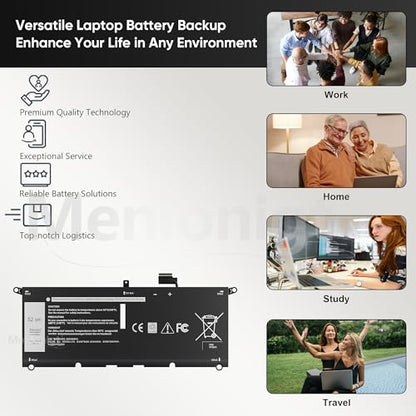 52Wh DXGH8 Battery Replacement for Dell XPS 13 9370 9380 7390 Inspiron 13 7000 7390 7391 2-in-1 5390 5391 7490 Latitude 3301 XPS13-9370 Vostro 5390 5391 Series G8VCF HK6N5 0H754V P82G 7.6V - size: 10.13 x3.88 x0.18inch DXGH8 BATTERY
