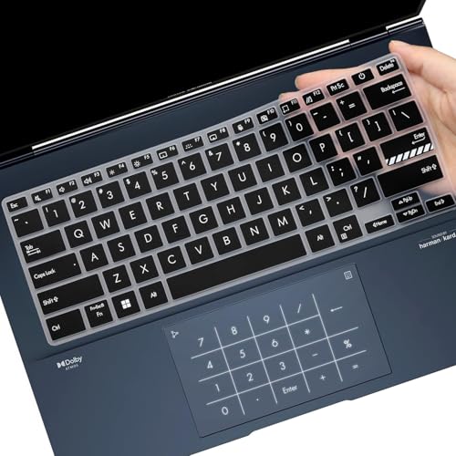Keyboard Cover Skin for ASUS ZenBook 14X OLED UX3404 UX3405, ZenBook 14 Q425 Q415 Q410VA Q420 Q420VA, ZenBook Flip 14 OLED UP3404, ZenBook Pro UX6404 14 inch Laptop US Layout (Black) - color: Black