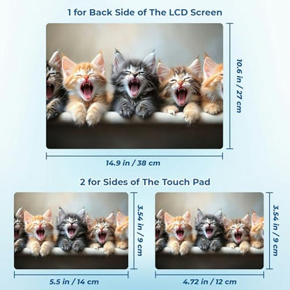 Reusable Universal Laptop Skin Sticker, Cut to Fit for 11.6–15.6 Inch Laptops, Waterproof Protective Film, No-Residue - Happy Kittens - color: Happy Kittens