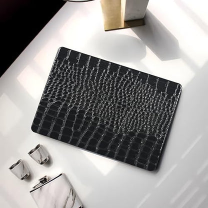 Crocodile Case for MacBook Air 13 inch 2026 M5, 2022-2025 M4/M3/M2 | Model A3449 A3240 A3113 A2681, Texture Crocodile Aligator Skin Snakeskin PU Leather Hardshell & Keyboard Cover, Shiny Black - color: # Shiny Black Crocodile