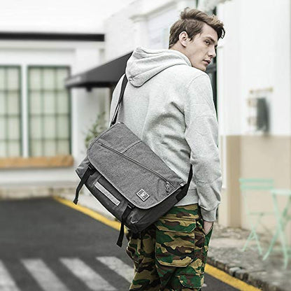 OIWAS Messenger Bag for Men, 15.6 Inch Laptop Crossbody Bags Women Casual Satchel Shoulder Bag College Travel Office Briefcase - color: Grey, size: 15.6 Inch