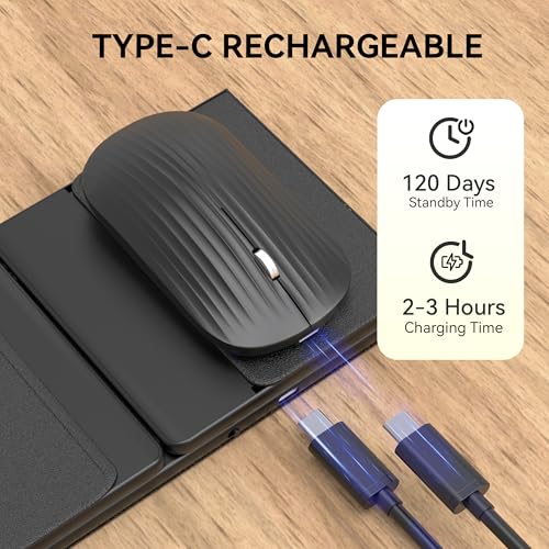 Gurjot Foldable Keyboard and Mouse, Folding Bluetooth Keyboard Combo | 2.4G + BT5.1 X2, Full-Sized Portable Rechargeable Keyboard & Keyboard Mouse Set for Windows Android Mac iOS Business Travel