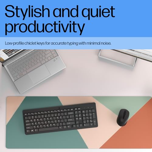 HP 220 Wireless Keyboard-2.4GHz Connectivity w/Data Encryption-Low-Profile Chiclet Keys-Win/Mac-Laptop, PC Compatible-Shortcut Keys & Num Pad-LED Num, Caps, & Scroll Lock (‎‎805T2AA#ABA) (Pack of 10) - size: Full Size (Pack of 10), style: Keyboard