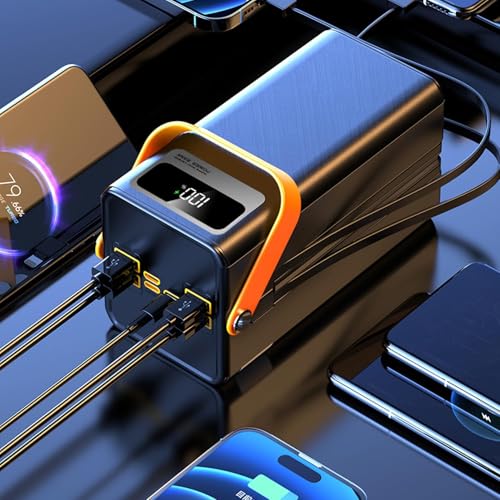 100000mah Power Bank, Fast Charging Portable Charger, with LED Light, with Built-in Cables, Rechargeable Portable Power Supply for Cell Phones, Random Color