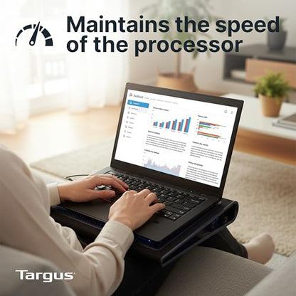 Targus Dual Cooling Fan Laptop Chill Mat, Best Notebook tray, adjustable Cooling Pad for 17-Inch Notebook, laptop stand for desk/bed/ lap with USB-A/ Mini USB cable to gadget, Black /Grey (AWE55GL) - style: Cooling Pad Black
