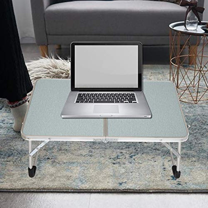 Foldable Laptop Table, Bed Desk, Breakfast Serving Bed Tray, Silvery | [Portable Mini Picnic Table & Ultra Lightweight] [Folds in Half with Inner Storage Space] - color: Silvery