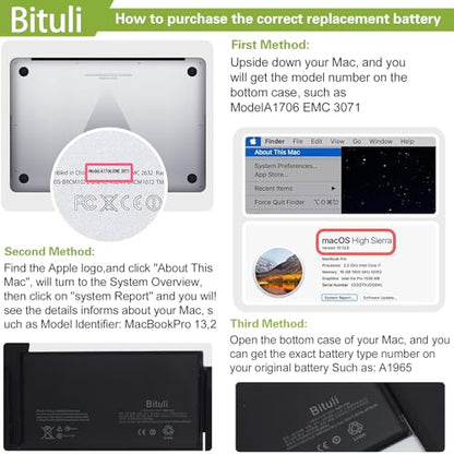 A1965 Battery for MacBook Air 13-inch Model A1932 A2179 Battery Replacement 2018 2019 2020 Version EMC 3184 3302 MacBookAir8,1 8,2 9,1 MRE82LL/A MRE92LL/A MVFH2LL/A MVFM2LL/A MRE82B/A 49.9Wh - color: A1965