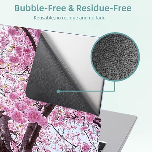 Universal Laptop Skin Decal, 3-Piece Vinyl Protector for 12 13 14 15.6" Notebook, Waterproof Anti-Scratch, Easy Trim & Bubble-Free Finish, Large Cherry Tree Full of Pink Flowers - color: Large Cherry Tree Full of Pink Flowers
