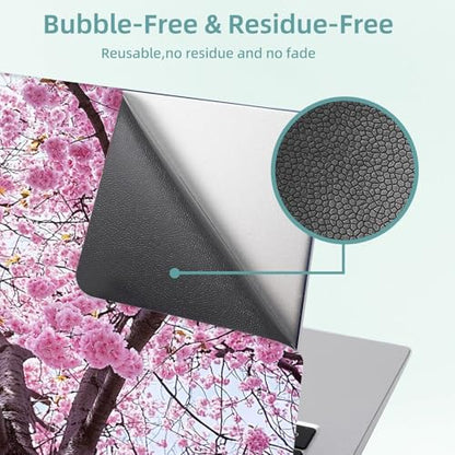 Universal Laptop Skin Decal, 3-Piece Vinyl Protector for 12 13 14 15.6" Notebook, Waterproof Anti-Scratch, Easy Trim & Bubble-Free Finish, Large Cherry Tree Full of Pink Flowers - color: Large Cherry Tree Full of Pink Flowers