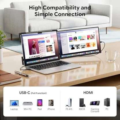15.6" Laptop Screen Extender,FHD 1080P IPS Portable Monitor for 13"-17" Laptops, Dual Travel Screen Monitor Plug & Play, Laptop Screen Monitor Extender Compatible with Windows/Mac/Android & Chrome OS - style: 15.6 Dual