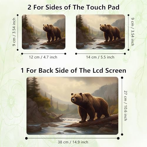 Laptop Skin Sticker Decal, Universal Reusable Vinyl Laptop Cover for 12" 13" 13.3" 14" 15" 15.4" 15.6" Notebook PC, Reusable Waterproof Scratch-Resistant with 2 Wrist Pads,Brown Bears in Forest - color: Brown Bears in Forest
