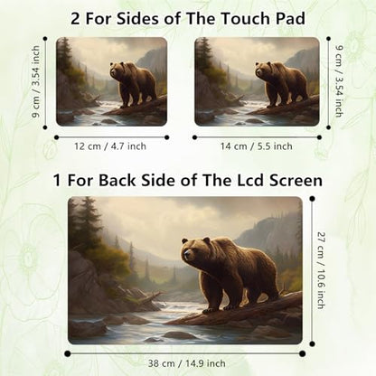 Laptop Skin Sticker Decal, Universal Reusable Vinyl Laptop Cover for 12" 13" 13.3" 14" 15" 15.4" 15.6" Notebook PC, Reusable Waterproof Scratch-Resistant with 2 Wrist Pads,Brown Bears in Forest - color: Brown Bears in Forest