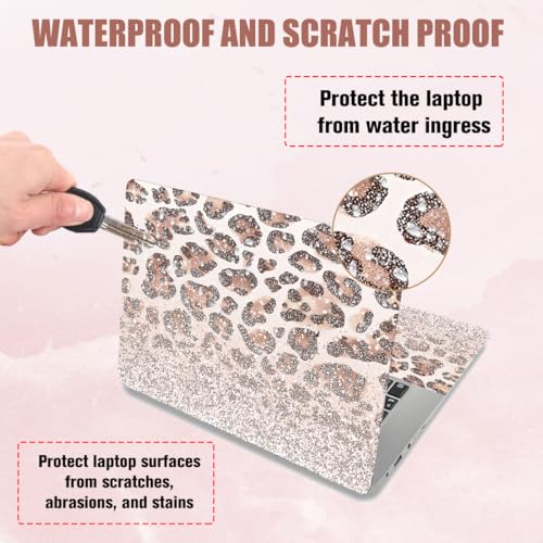 PLIGREAT Glitter Leopard Print Laptop Skin Stickers Fits 12" 13" 13.3" 14" 15 inch Laptop Gradient Creative Style Universal Removable Waterproof Notebook Art Decals PC Protector Cover Sticker - color: Glitter Leopard Print
